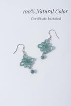 Real Green Jadeite Flower Earrings.Natural Chinese Knots Jade earrings.Jade Dangle Earrings Sterling Silver.Hand Carved Jade.Christmas Gift