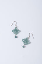 Real Green Jadeite Flower Earrings.Natural Chinese Knots Jade earrings.Jade Dangle Earrings Sterling Silver.Hand Carved Jade.Christmas Gift