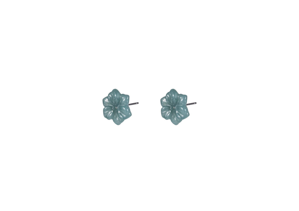 100% Natural Green Jade Flower Stud Earrings.Green Floral Jade Studs.Real Jade Studs.Authentic Jade Jewelry.Certificated Jade Earrings.Gift