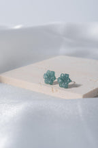 100% Natural Green Jade Flower Stud Earrings.Green Floral Jade Studs.Real Jade Studs.Authentic Jade Jewelry.Certificated Jade Earrings.Gift