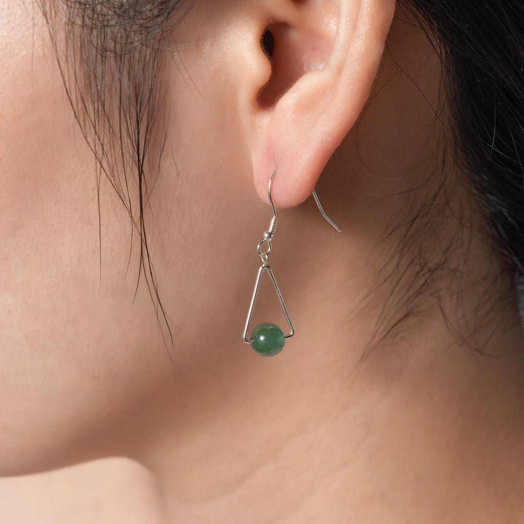 Jade Teardrop Earrings.Green Teardrop Earrings.Silver Teardrop Earrings.Simple Green Jade Jewelry.Jade Drop earring.Dangle.Free Shipping