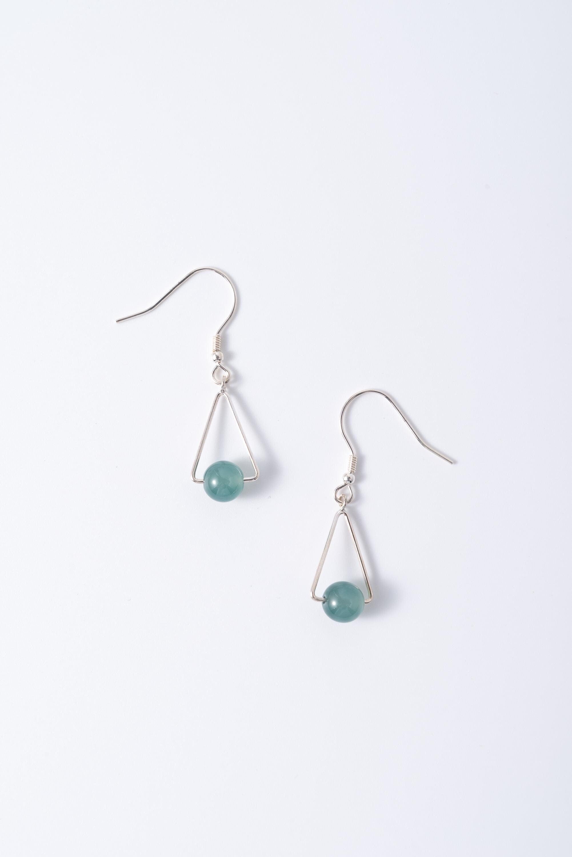 Jade Teardrop Earrings.Green Teardrop Earrings.Silver Teardrop Earrings.Simple Green Jade Jewelry.Jade Drop earring.Dangle.Free Shipping