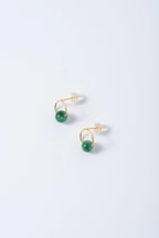 Minimalistic gold & green jade studs.Modern Gold Circle Earrings.Jade dot Stud earrings.Small Jade jewelry.Jade Beads Jewelry.Gemstone Stud.