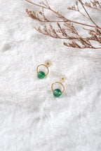 Minimalistic gold & green jade studs.Modern Gold Circle Earrings.Jade dot Stud earrings.Small Jade jewelry.Jade Beads Jewelry.Gemstone Stud.