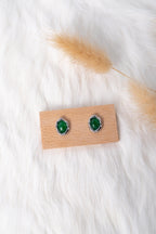 Modern Green Jade Stud Earrings – Asymmetric Silver Dot Design, Unisex Minimalist Jewelry