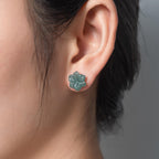 100% Natural Green Jade Flower Stud Earrings.Green Floral Jade Studs.Real Jade Studs.Authentic Jade Jewelry.Certificated Jade Earrings.Gift - SpringCity Dream