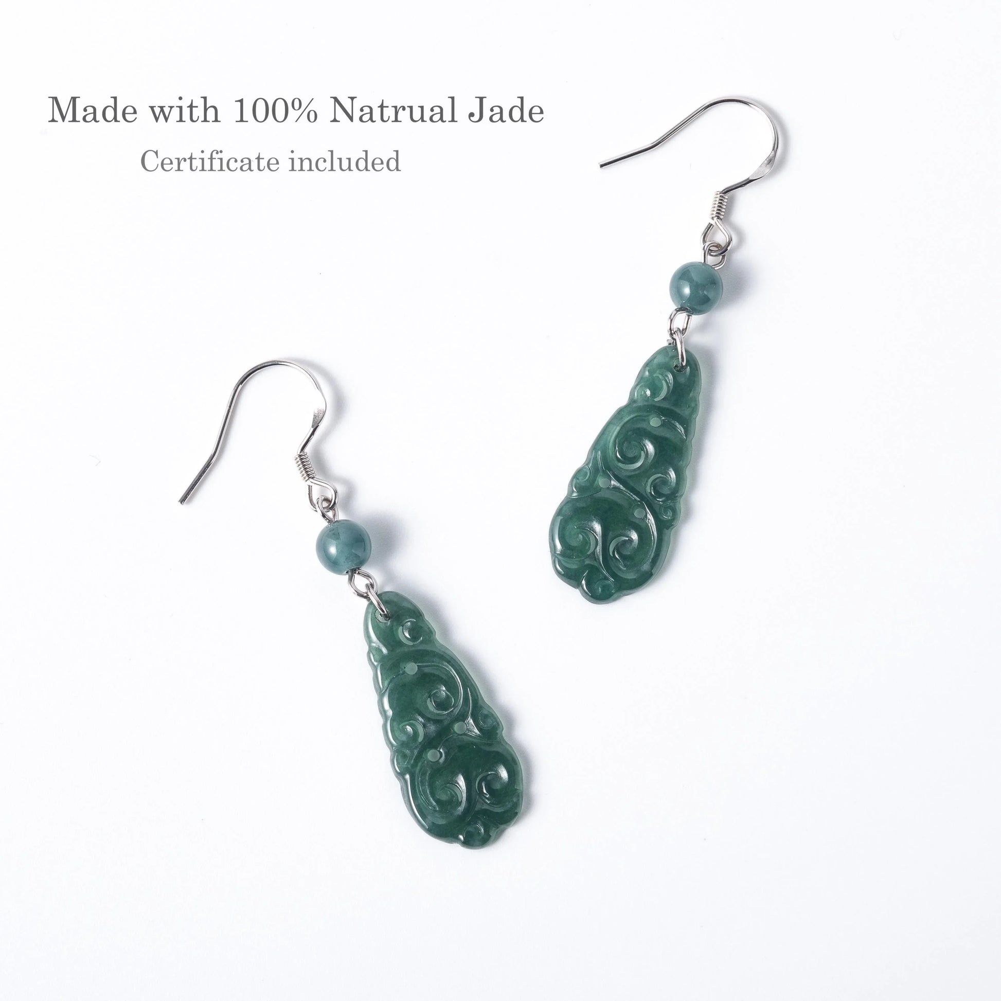 Stunning Long Teardrop Jade Earrings.Laced Green Jade.Carved Real Jade Drop Dangle Earrings.Vintage Silver Jade.Chinese Jade Jewelry.Gift