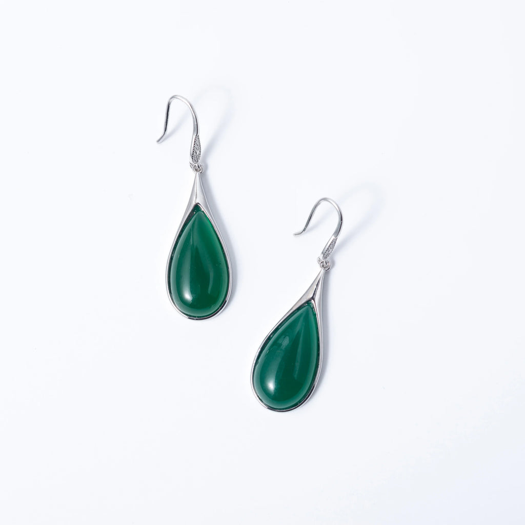 Elegant jade earrings with 925 sterling silver, perfect gift for mother or loved one