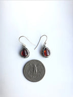 the size reference for the red gem teardrop earrings and a coin