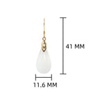 White Chinese jade jewelry set with earrings and pendant featuring traditional craftsmanship measured 41mmx11.6mm